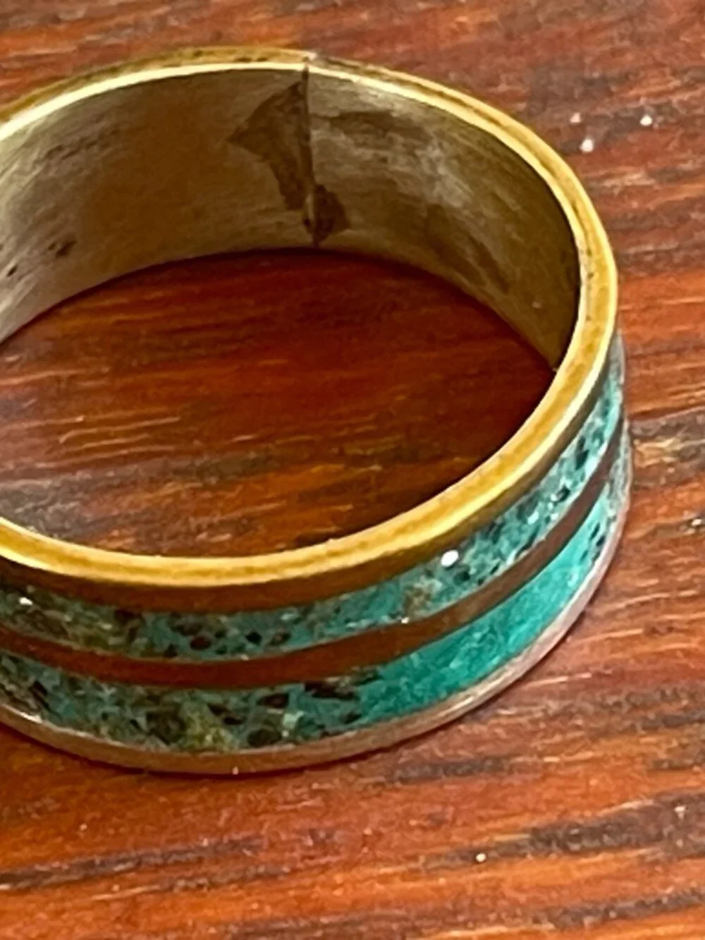 Vintage Sterling Silver Chipped Turquoise Inlay Taxco Mexico Band Ring - 8.5